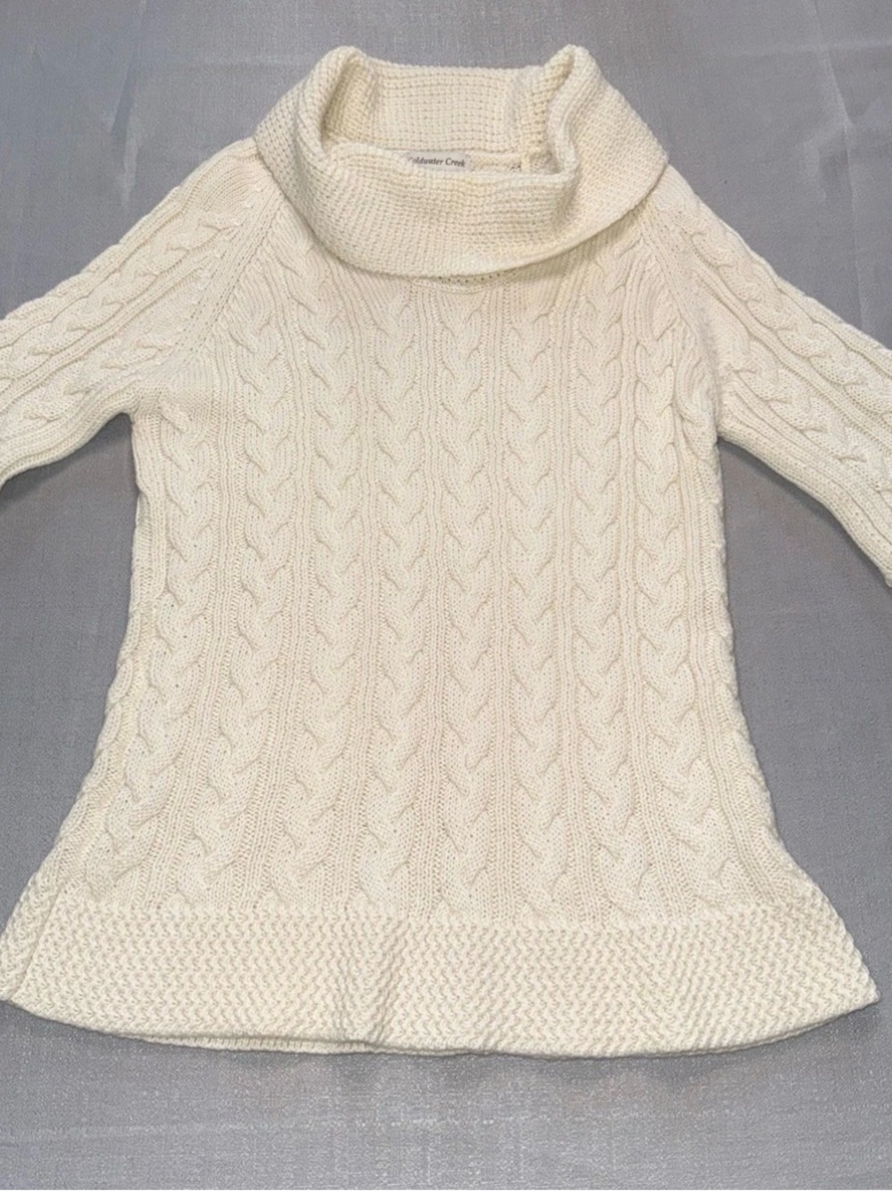 Cable Knit Turtleneck Sweater - White - cold water creek Large